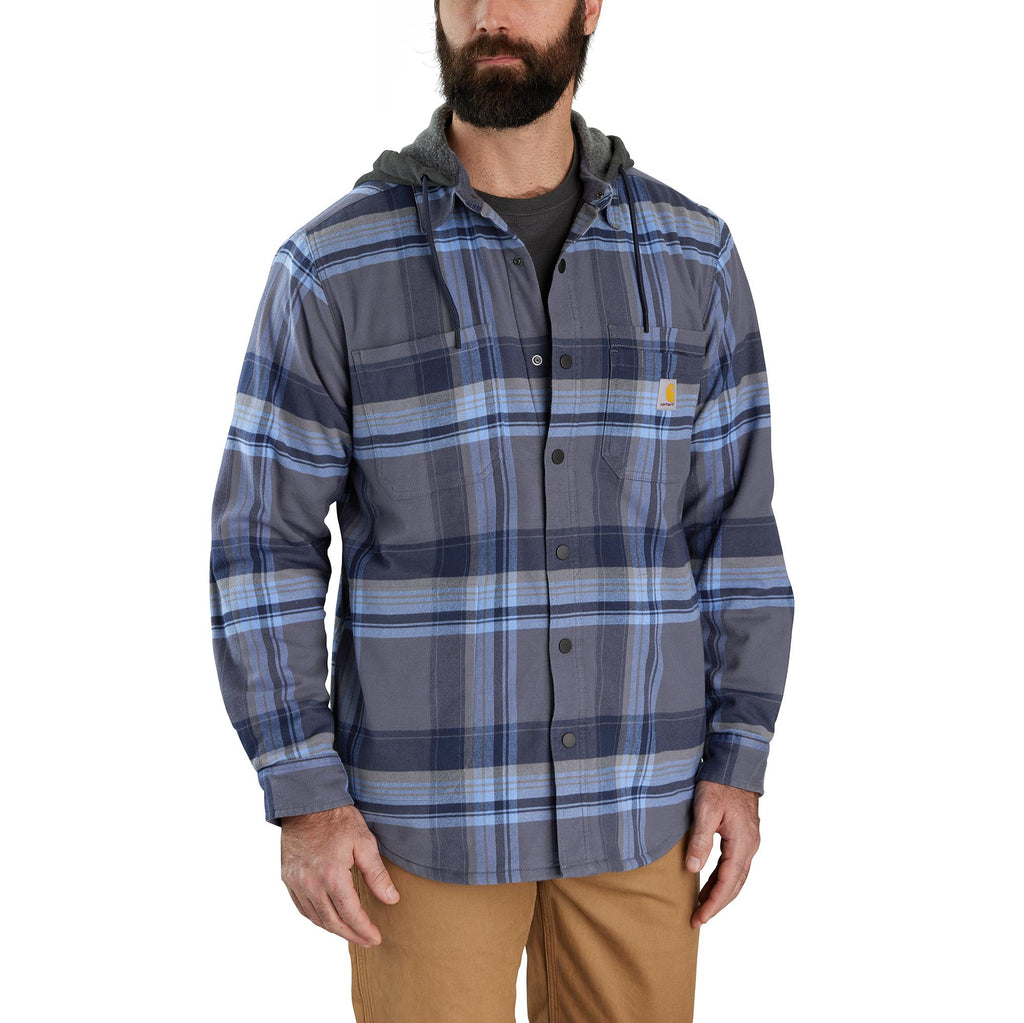 RUGGED FLEX® RELAXED FIT FLANNEL FLEECE LINED HOODED SHIRT JAC 105938