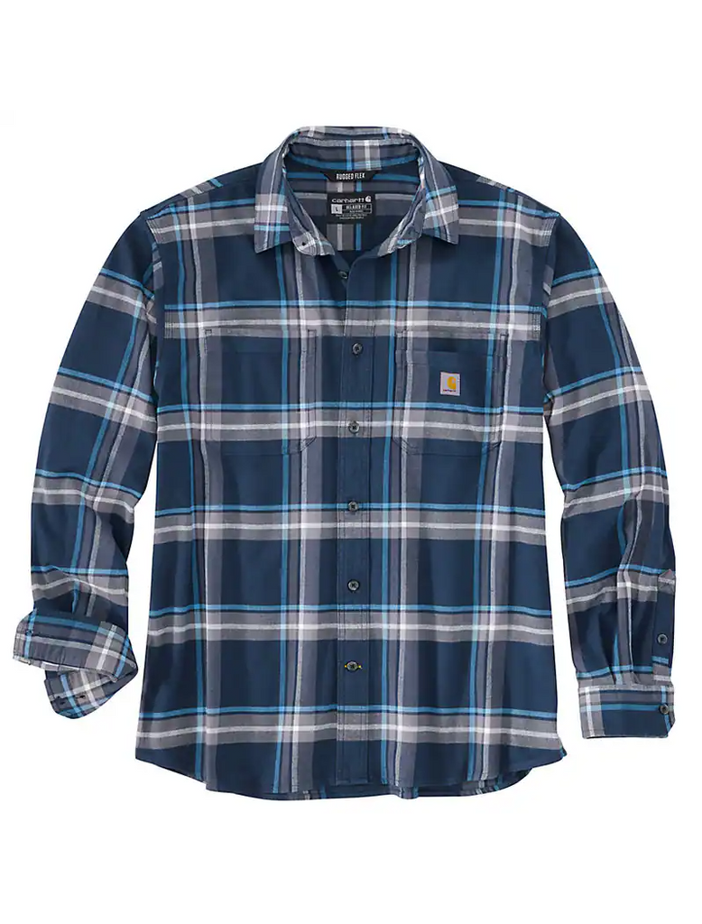RUGGED FLEX RELAXED FIT MIDWEIGHT FLANNEL LONG-SLEEVE PLAID SHIRT 105945