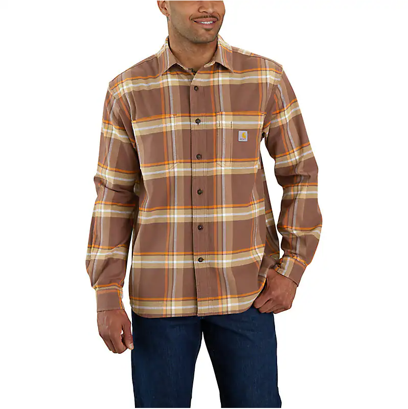 RUGGED FLEX RELAXED FIT MIDWEIGHT FLANNEL LONG-SLEEVE PLAID SHIRT 105945