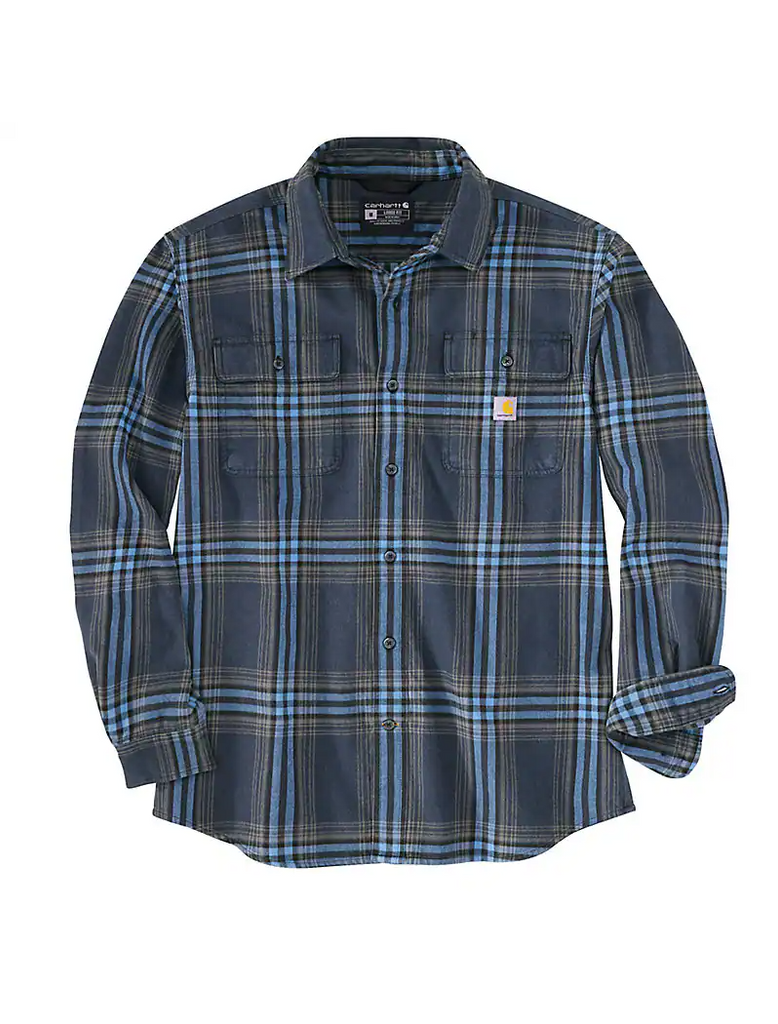 LOOSE FIT HEAVYWEIGHT FLANNEL LONG-SLEEVE PLAID SHIRT 105947