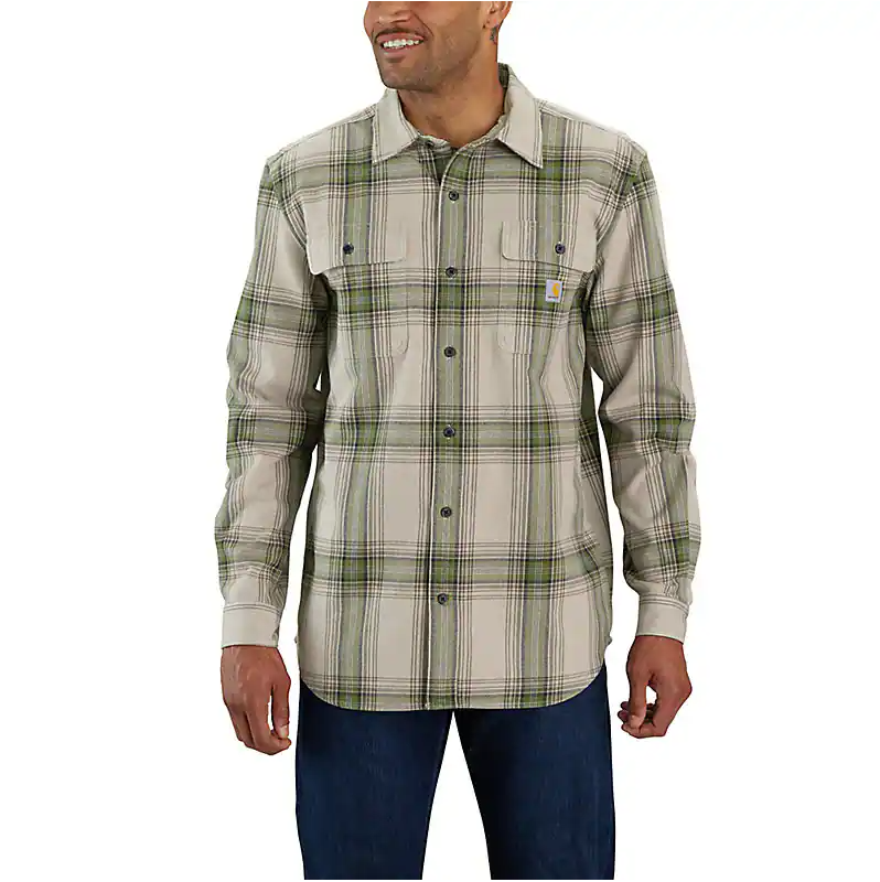 LOOSE FIT HEAVYWEIGHT FLANNEL LONG-SLEEVE PLAID SHIRT 105947