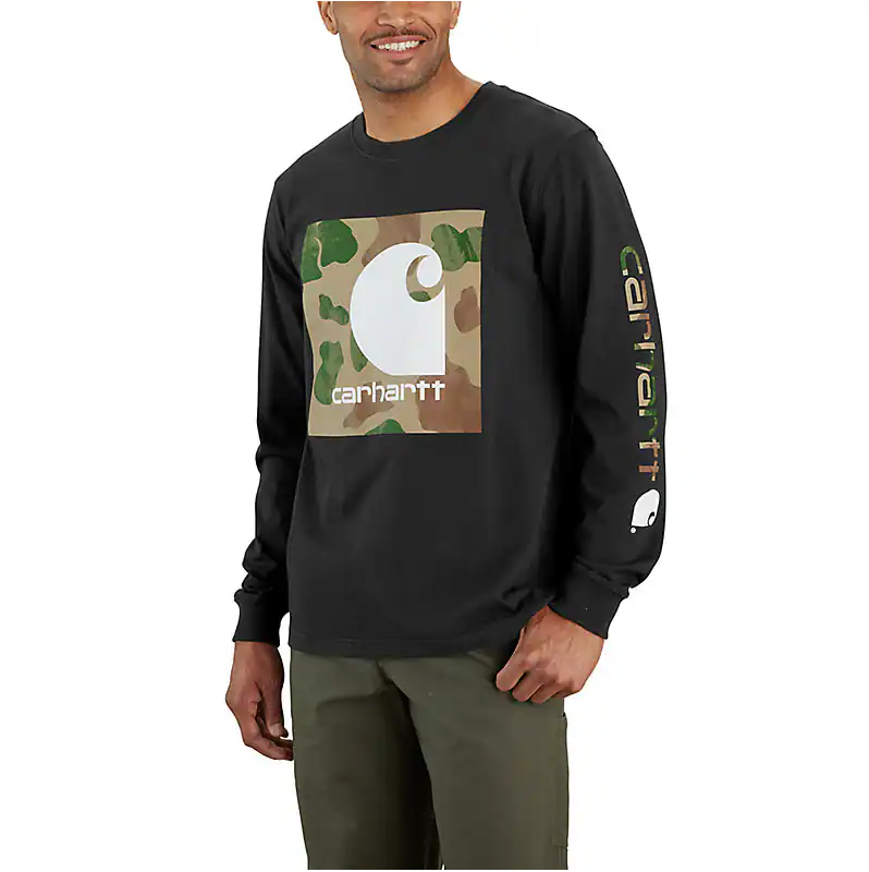 RELAXED FIT HEAVYWEIGHT LONG-SLEEVE CAMO C LOGO GRAPHIC T-SHIRT 105959