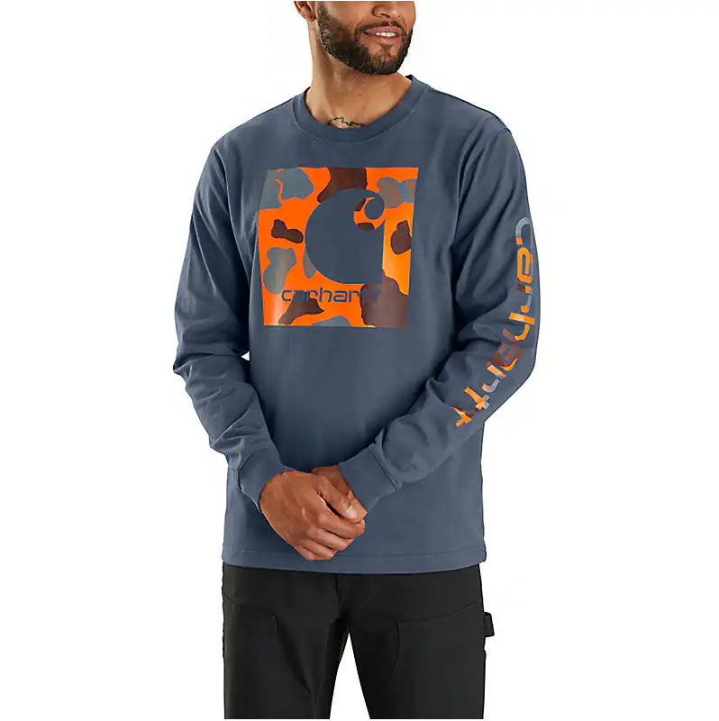 RELAXED FIT HEAVYWEIGHT LONG-SLEEVE CAMO C LOGO GRAPHIC T-SHIRT 105959