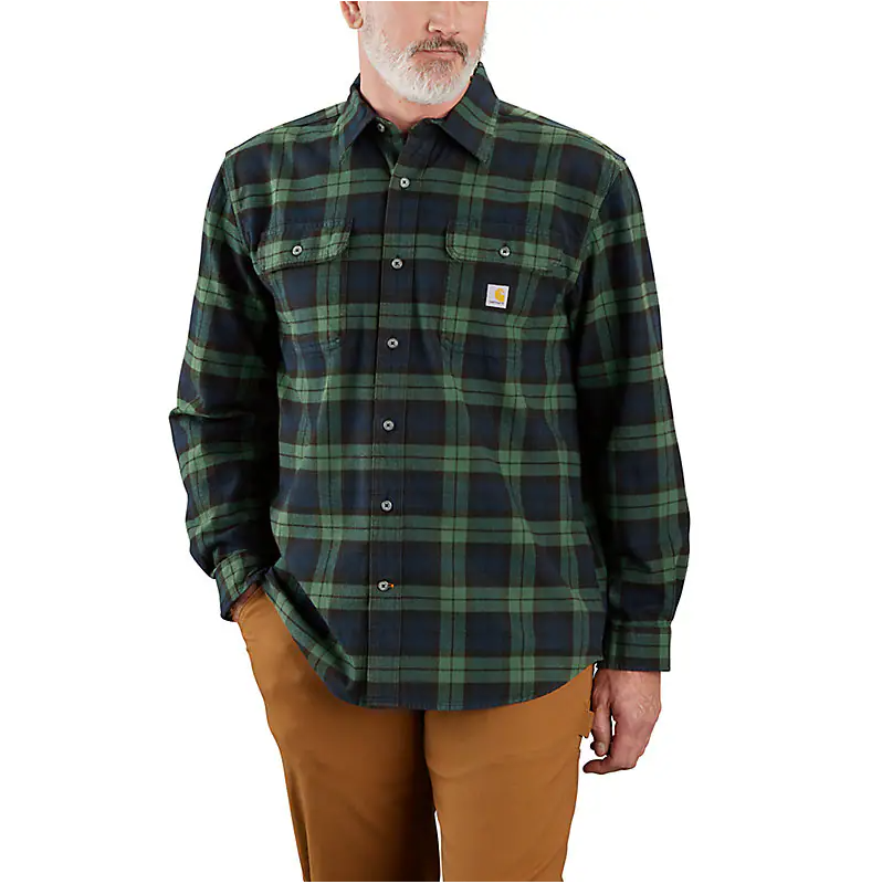 LOOSE FIT HEAVYWEIGHT FLANNEL LONG-SLEEVE PLAID SHIRT 106356