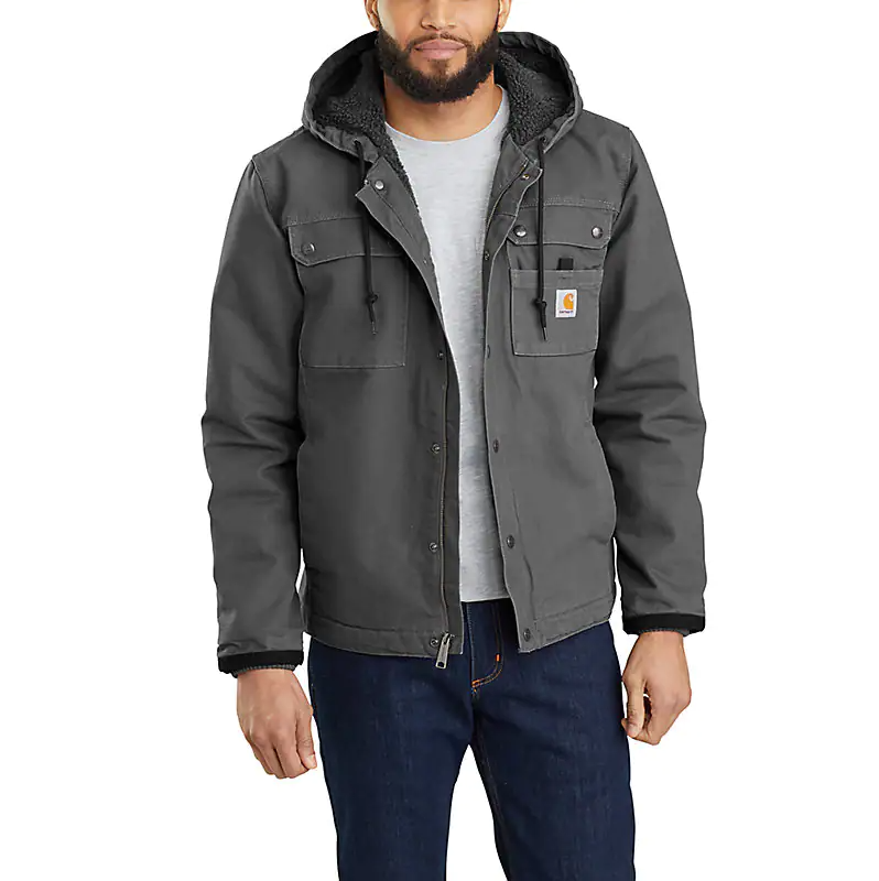 RELAXED FIT WASHED DUCK SHERPA-LINED UTILITY JACKET 103826