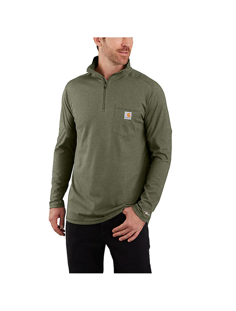 FORCE RELAXED FIT MIDWEIGHT LONG-SLEEVE QUARTER-ZIP MOCK-NECK T-SHIRT 104255