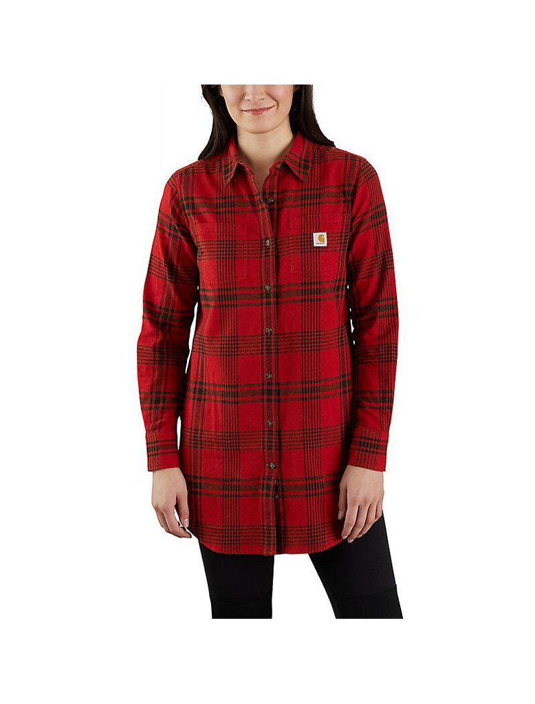 WOMEN'S RUGGED FLEX® RELAXED FIT MIDWEIGHT FLANNEL LONG-SLEEVE PLAID TUNIC 105575