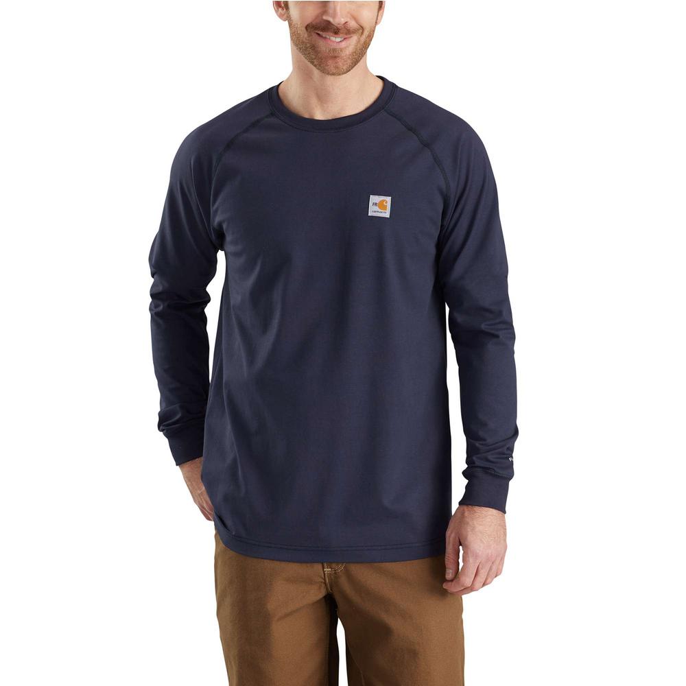 Carhartt Men's Force Navy Flame-Resistant Long Sleeve Cotton T-Shirt
